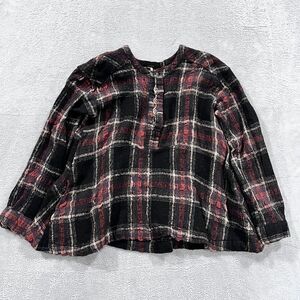 Free‎ People Wool Blend  Shirt Womens Large (Fits Like S-M) Plaid Top Blouse